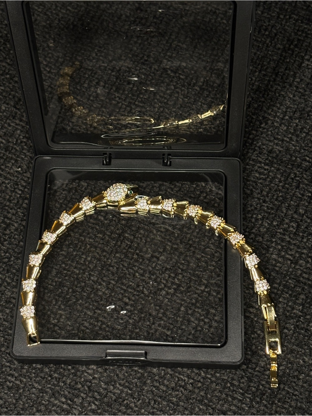 Gold Crystal Snake head Tennis Bracelet - Women's Jewelry